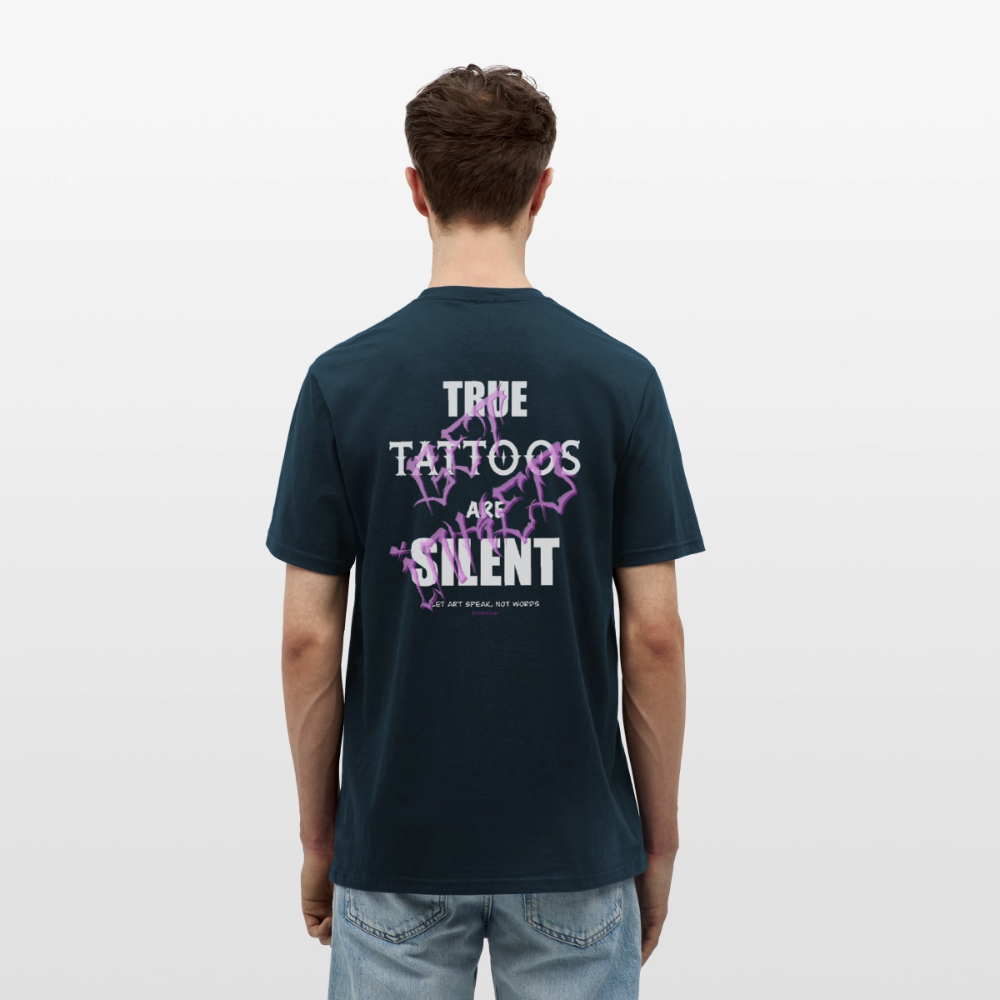 True Tattoos Are Silent – Tattoo Artist Statement Design - navy