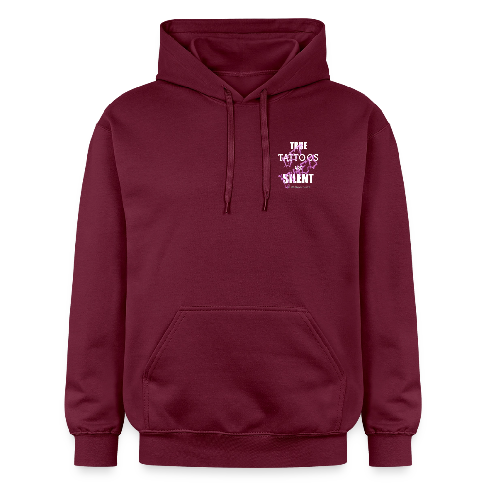 True Tattoos Are Silent – Tattoo Artist Statement Design - maroon