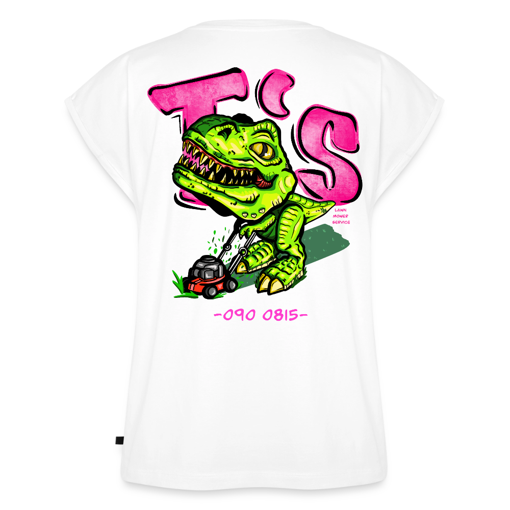 T-Rex Lawn Mower Service – Lustiges Dinosaurier Cartoon Design - white