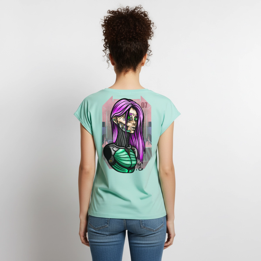 Cyberpunk Cyborg Lady – Futuristische Cyberpunk Illustration - mint 