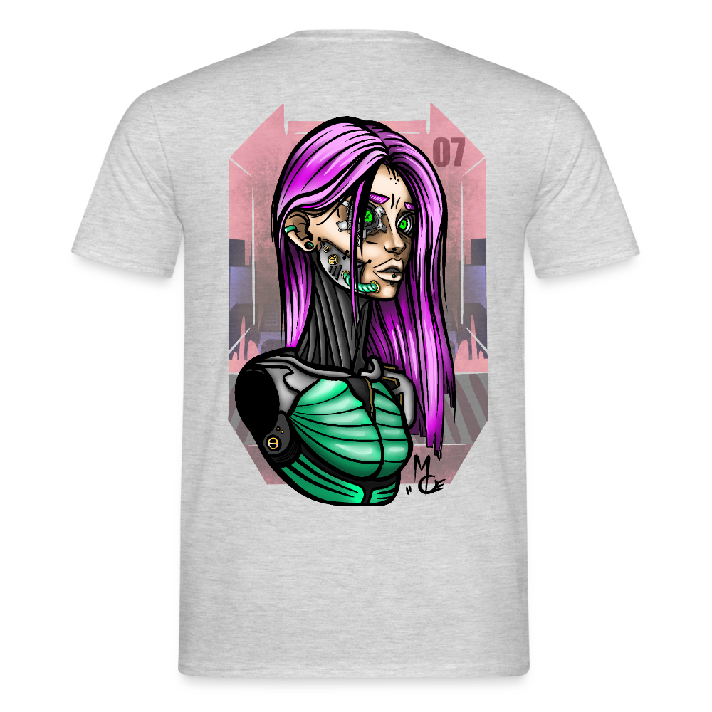 Cyberpunk Cyborg Lady – Futuristische Cyberpunk Illustration - heather grey