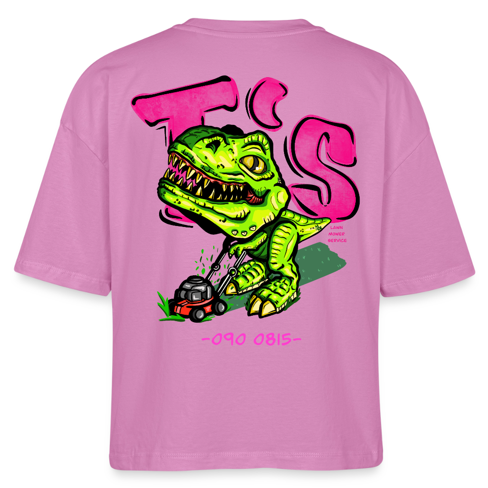 T-Rex Lawn Mower Service – Lustiges Dinosaurier Cartoon Design - pink